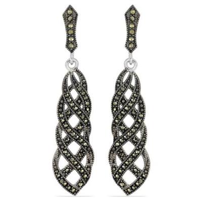 BUY GENUINE 925 SILVER AUSTRIAN MARCASITE GEMSTONE STYLISH EARRINGS